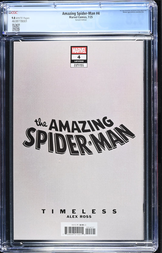 AMAZING SPIDER-MAN (7TH SERIES) # 4 CGC 9.8 NM/MT Alex Ross Timeless CAPTAIN MARVEL