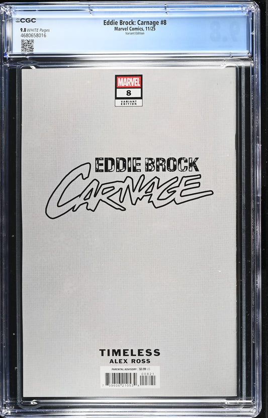 EDDIE BROCK: CARNAGE # 8 CGC 9.8 NM/MT Alex Ross Timeless SHANNA Virgin Variant
