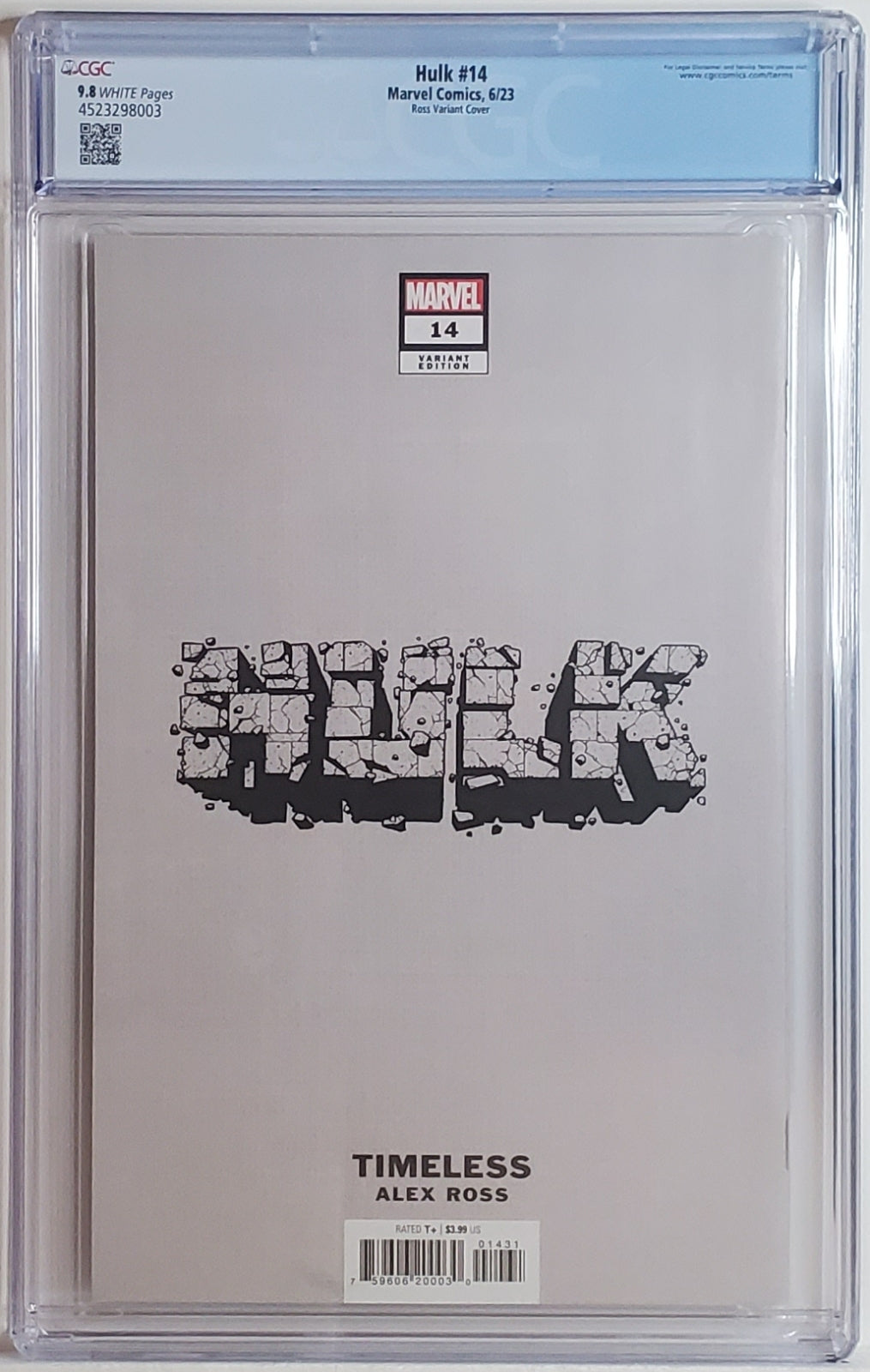 HULK (7TH SERIES) #14 CGC 9.8 NM/MT Alex Ross Timeless ABOMINATION Virgin Variant