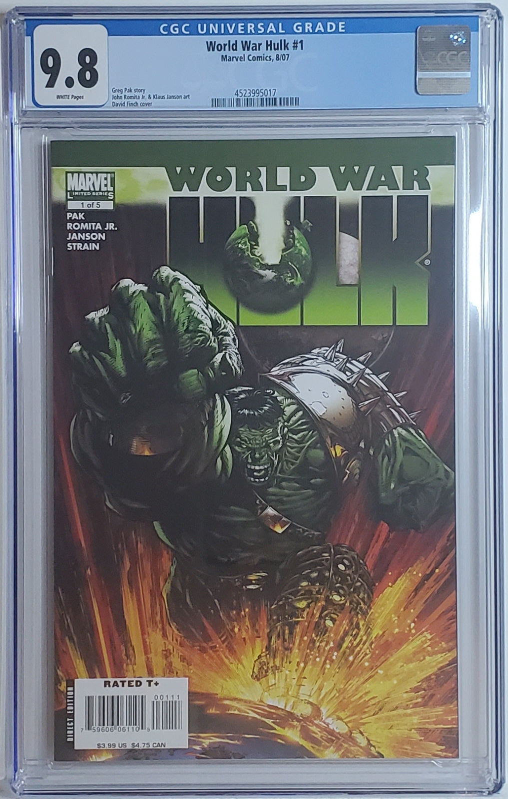 WORLD WAR HULK # 1 CGC 9.8 NM/MT