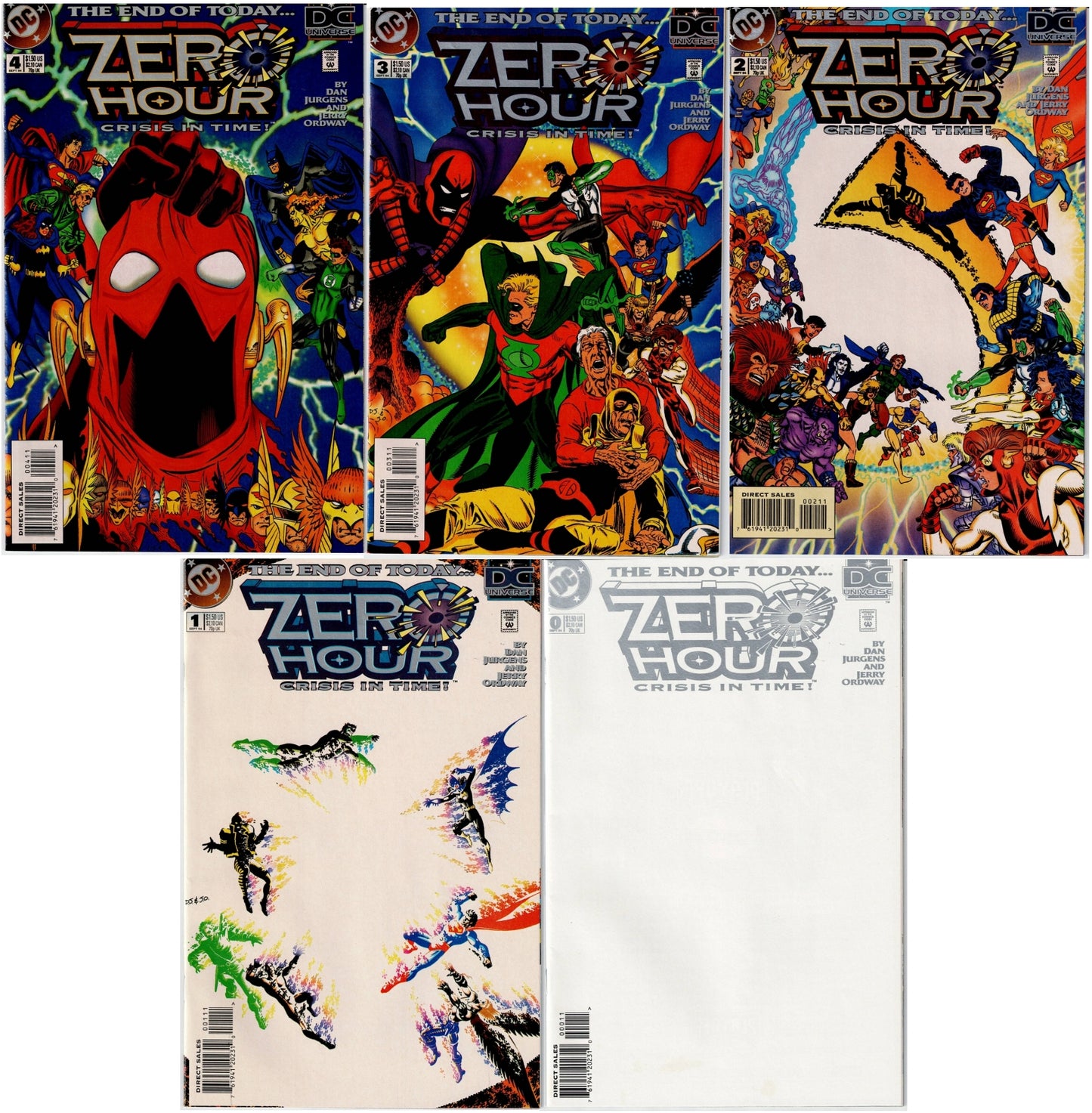 ZERO HOUR: CRISIS IN TIME # 0, 1, 2, 3 & 4 VF/NM to NM- Complete Set