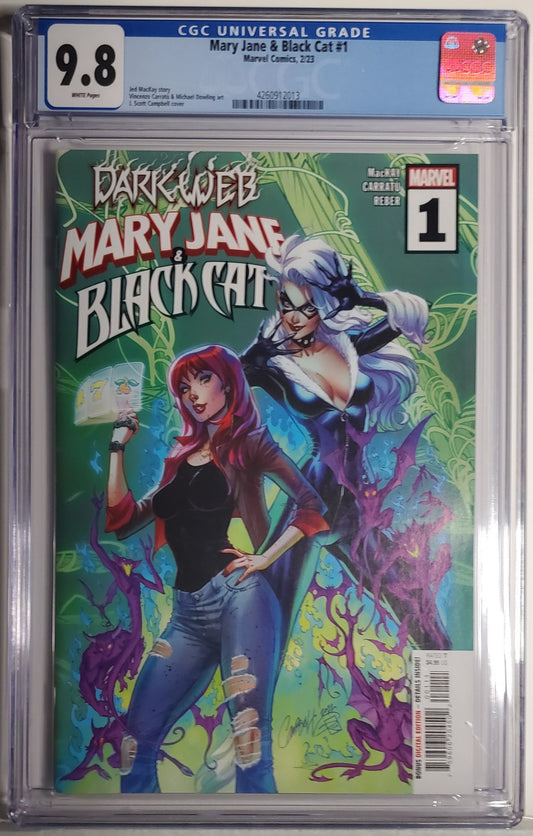 MARY JANE & BLACK CAT # 1 CGC 9.8 NM/MT J. Scott Campbell Cover