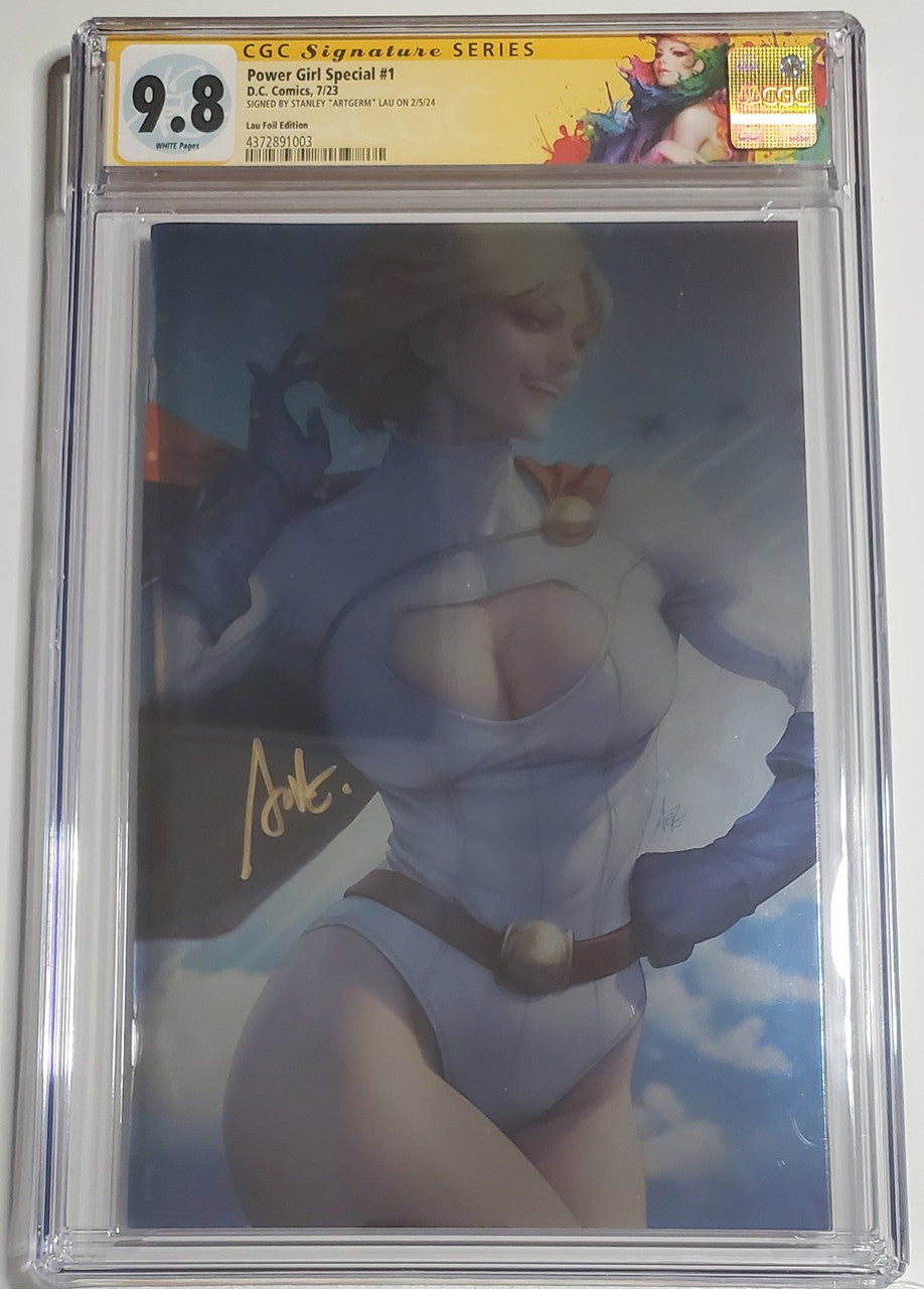 POWER GIRL SPECIAL # 1 CGC SS 9.8 NM/MT FOIL COVER Signed by Stanley "Artgerm" Lau