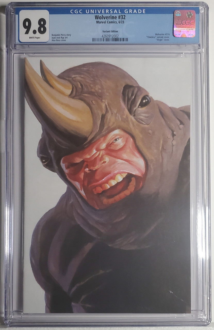 WOLVERINE (7TH SERIES) #32 CGC 9.8 NM/MT Alex Ross Timeless Rhino