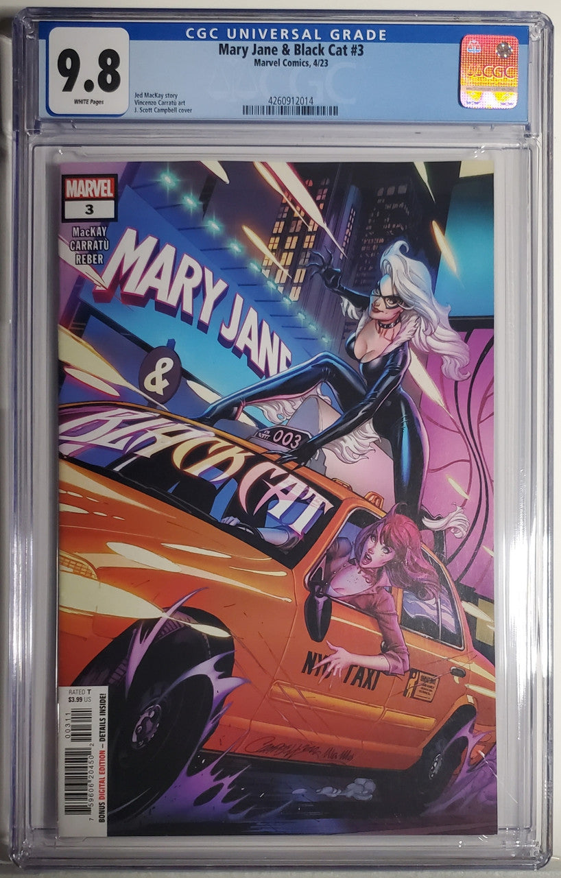 MARY JANE & BLACK CAT # 3 CGC 9.8 NM/MT J. Scott Campbell Cover