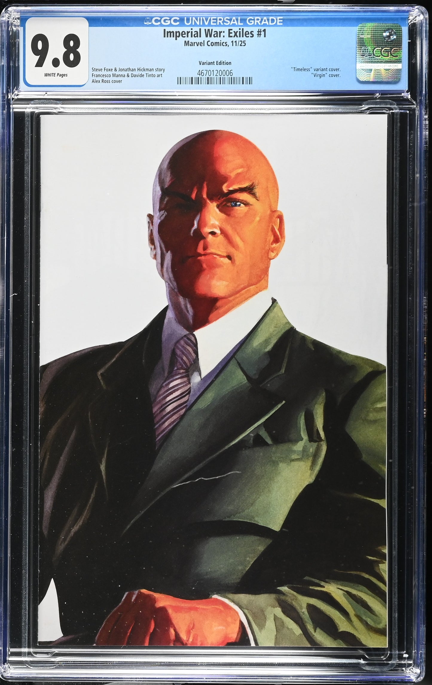 IMPERIAL WAR: EXILES #1 CGC 9.8 NM/MT Alex Ross Timeless CHARLES XAVIER