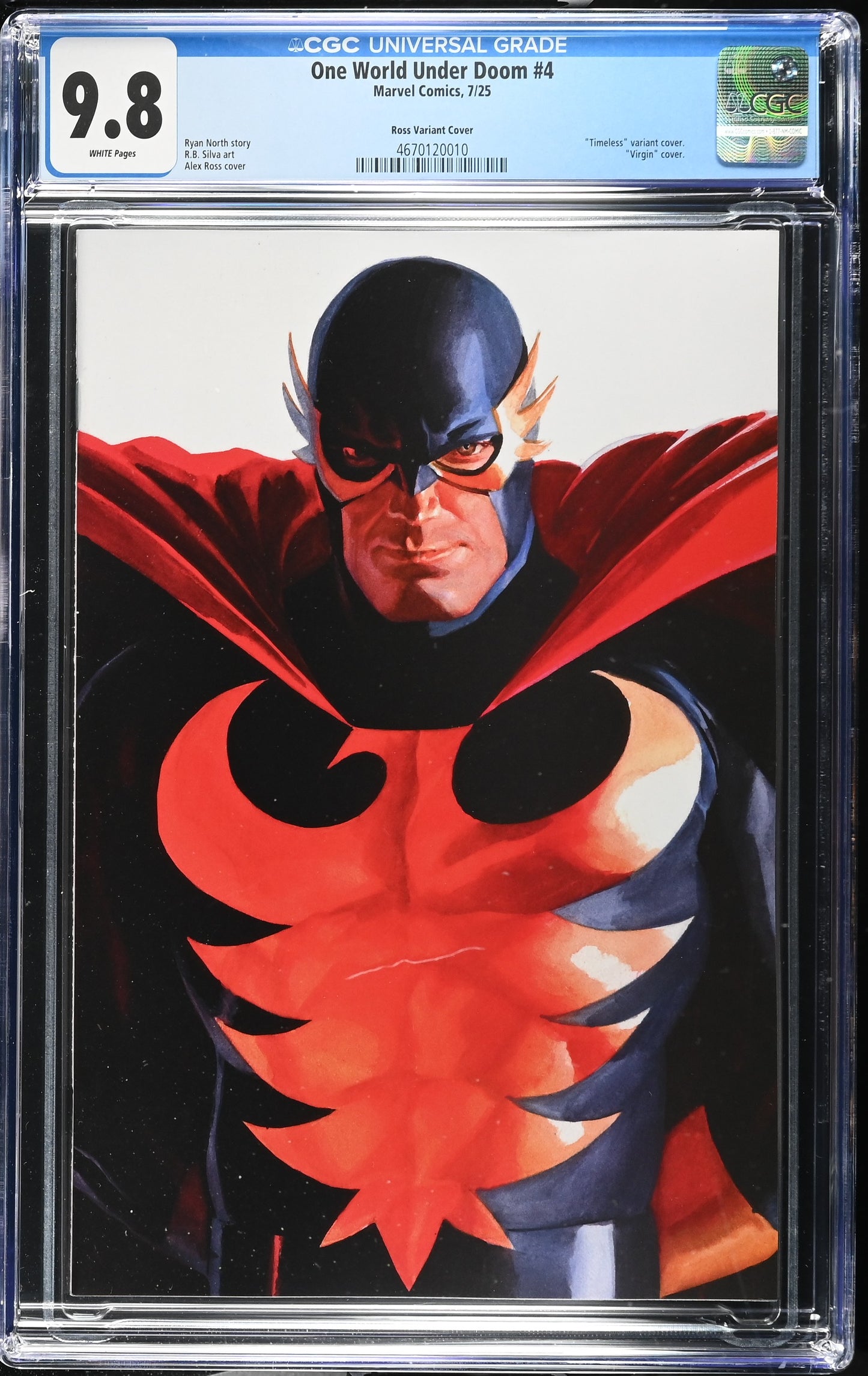 ONE WORLD UNDER DOOM # 4 CGC 9.8 NM/MT Alex Ross Timeless NIGHTHAWK