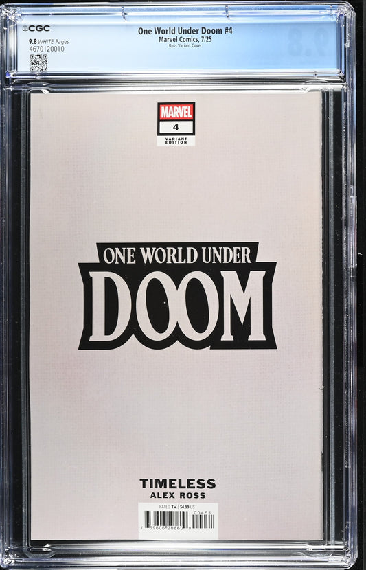 ONE WORLD UNDER DOOM # 4 CGC 9.8 NM/MT Alex Ross Timeless NIGHTHAWK