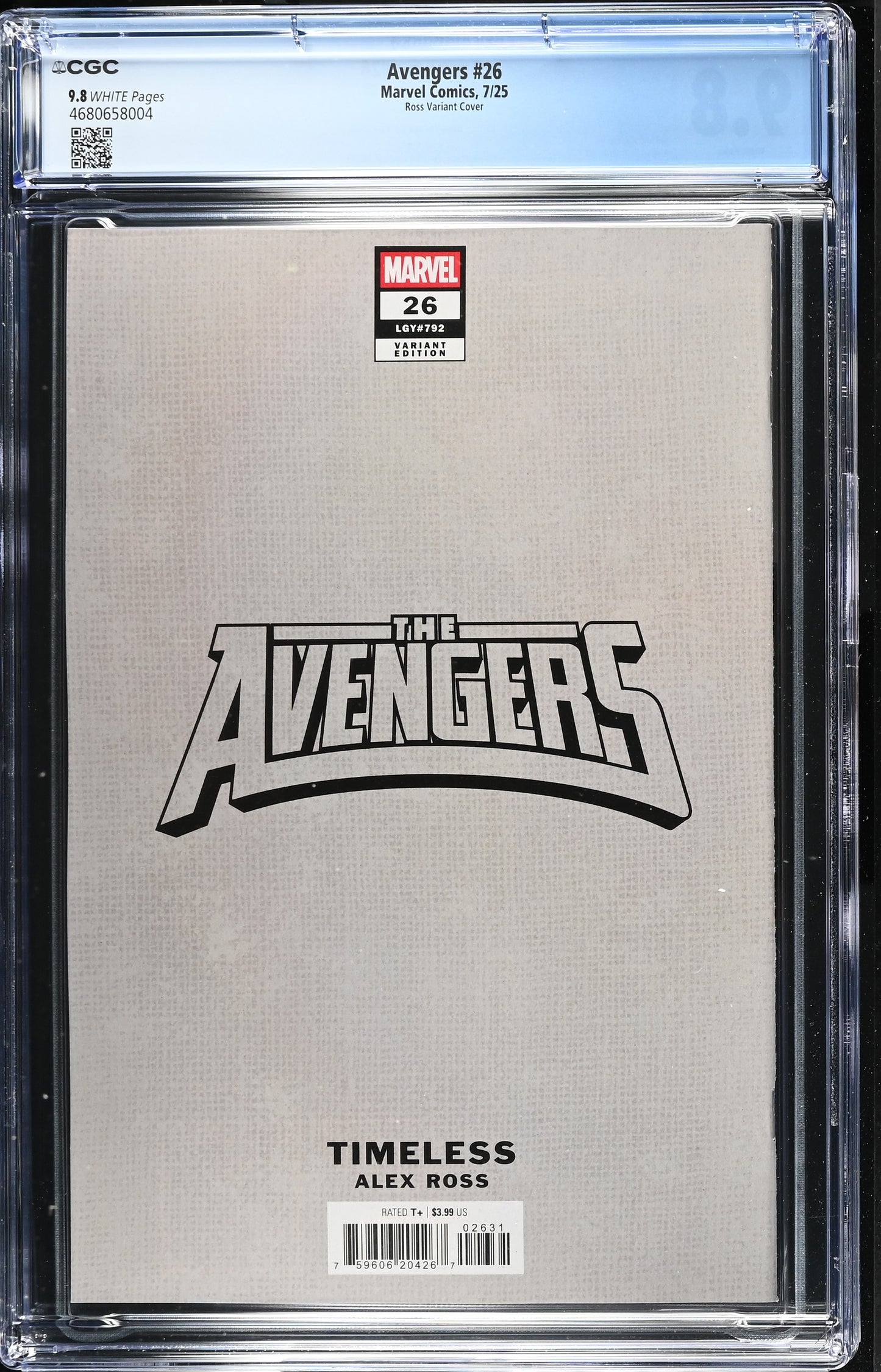 AVENGERS (9TH SERIES) #26 CGC 9.8 NM/MT Alex Ross Timeless BLACK GOLIATH Virgin Variant