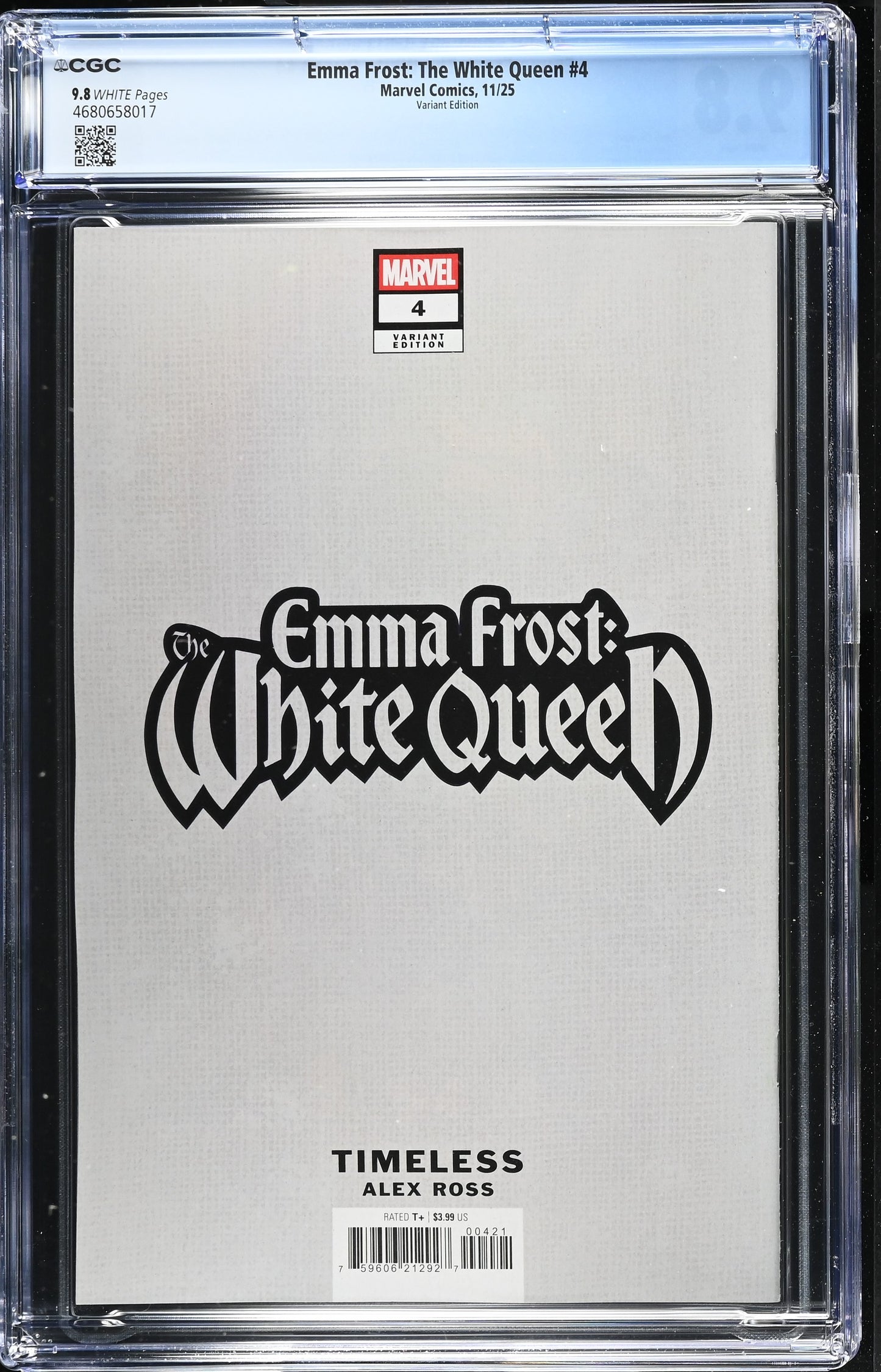EMMA FROST: THE WHITE QUEEN #4 CGC 9.8 NM/MT Alex Ross Timeless POLARIS Virgin Variant