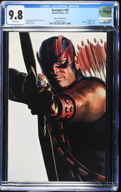 AVENGERS (8TH SERIES) #42 CGC 9.8 NM/MT Alex Ross Timeless HAWKEYE Virgin Variant