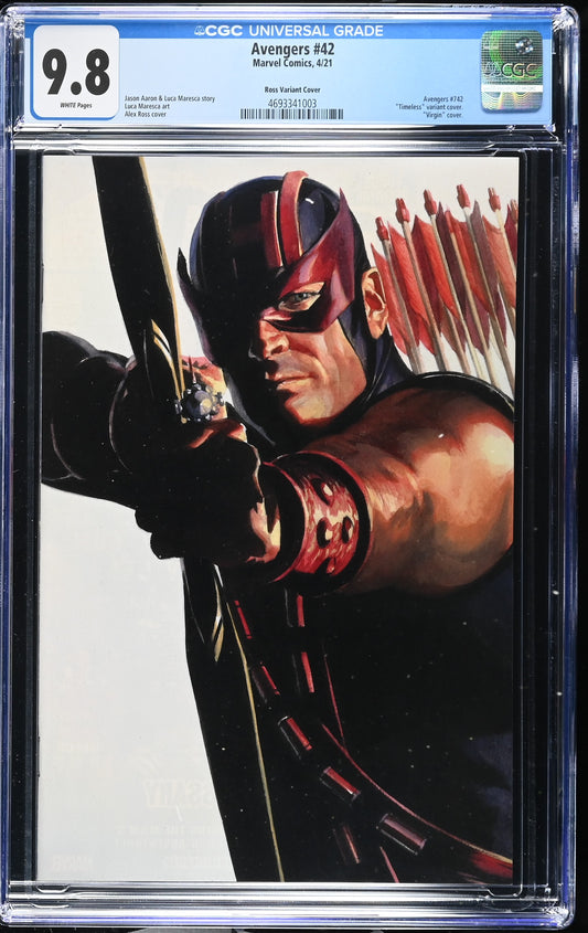 AVENGERS (8TH SERIES) #42 CGC 9.8 NM/MT Alex Ross Timeless HAWKEYE Virgin Variant
