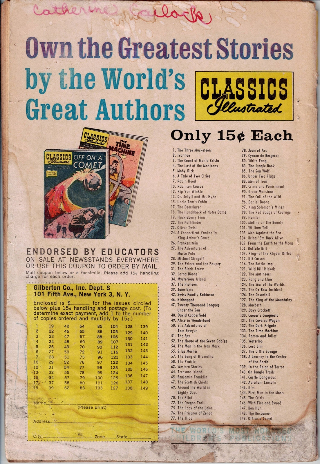 CLASSICS ILLUSTRATED (GILBERTON) #153 FR/GD The Invisible Man 2nd Printing