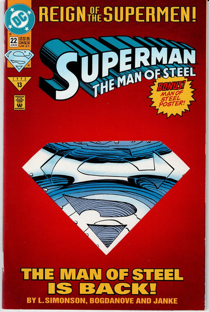 SUPERMAN: THE MAN OF STEEL # 22 NM- Die-Cut Cover Variant