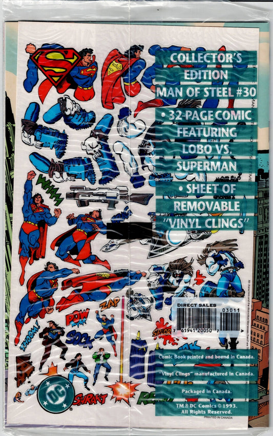 SUPERMAN: THE MAN OF STEEL # 30 NM Special Vinyl Cling Cover in Sealed Polybag