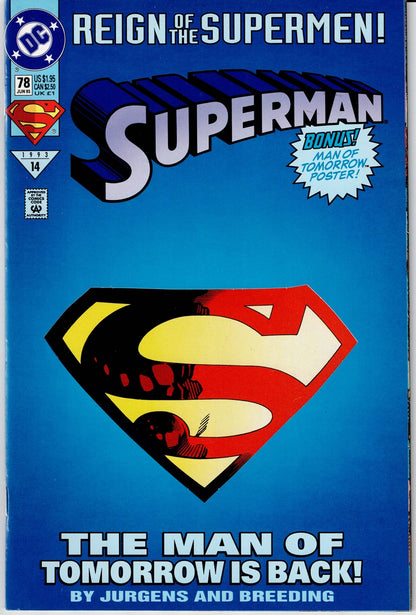 SUPERMAN (2ND SERIES) # 78 NM Die-Cut Cover Variant