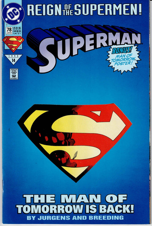 SUPERMAN (2ND SERIES) # 78 VF Die-Cut Cover Variant